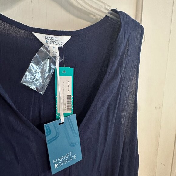 | Market & Spruce | Blue Sleeveless Front Tie Top - Picture 3 of 5